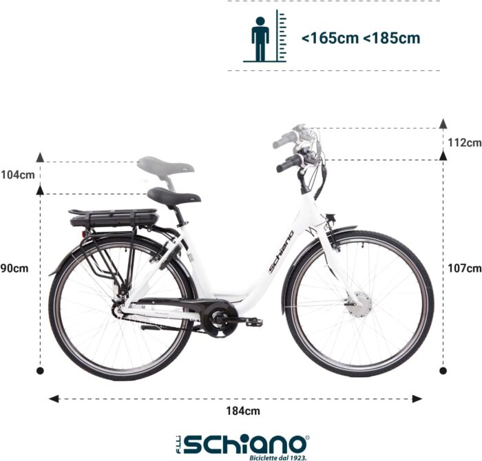 F.lli Schiano E-Moon, Electric Bike for Adults, 28" City Bike, 36V 13Ah Removable Battery, 250W Motor, 40Nm, Commuter E bike