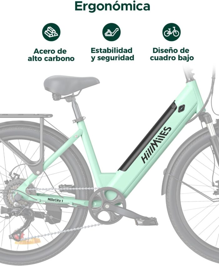 MileCity1 26" Electric Bike for Adults, 7 Speed ​​Electric Bicycle with 36V 13Ah Removable Battery, 25km/h & 80-100km Range E Bike for Urban Commuters with Rear Rack, IP65 Waterproof