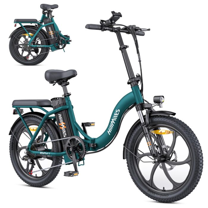 MilePort 1 Electric Bike for Adults with 36V 13AH Removable Battery, 20"*3.0" Fat Tire Folding Electric Bicycle with Top Speed ​​25KM/H &100KM Long Range, 250W Motor City Commuter Ebike