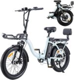 TWOFISH Electric Bike for Adults, 20"*3.0" Fat Tire Folding Electric Bicycle with 36V 17.8AH Removable Battery 7 Speed 25km/h 80-100km Range Disc Brake IP54 Waterproof, TF-2
