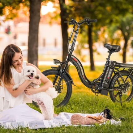 SAMEBIKE Foldable Electric Bike for Adults,20" Fat Tire Ebike with 7 Speed, Max Range 110KM, Dual Shock Absorber, E-bike for Commuting and Off-Road Adventures