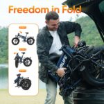 URLIFE Folding Electric Bike, 20 * 4.0 Inch Fat Tire E-Bike for Adult 48V 13AH Removable Battery, 80-100KM Long Range, Full Suspension for All Terrains, Electric Mountain Bike with LED