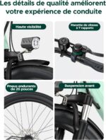 MileCity1 26" Electric Bike for Adults, 7 Speed ​​Electric Bicycle with 36V 13Ah Removable Battery, 25km/h & 80-100km Range E Bike for Urban Commuters with Rear Rack, IP65 Waterproof