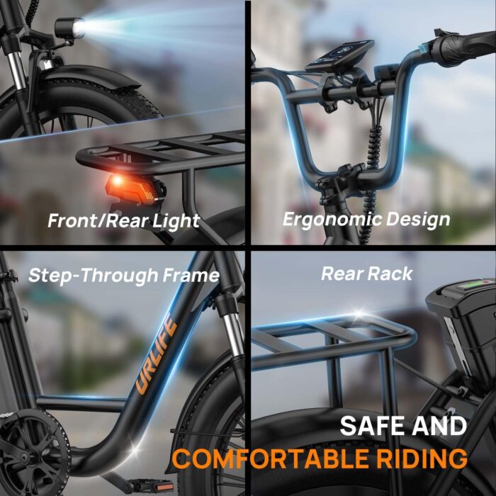 URLIFE Electric Bike for Adults, 20" x 3.0 Fat Tire Electric Bicycle with Colorful Display, 250W Motor Ebike, 48V 13Ah Removable Battery, 100 KM Max, All-Terrain E-Bike for Adults and Teens