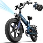 URLIFE Folding Electric Bike, 20 * 4.0 Inch Fat Tire E-Bike for Adult 48V 13AH Removable Battery, 80-100KM Long Range, Full Suspension for All Terrains, Electric Mountain Bike with LED