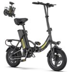 Electric Folding Bikes for Adults, 14" Electric Dirt Bike Adult, Ebikes for Adult Men Women, e Bike with Front Shock Absorber, Foldable Fat Tire e-Bike with Throttle Pedal Assist