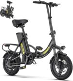 Electric Folding Bikes for Adults, 14" Electric Dirt Bike Adult, Ebikes for Adult Men Women, e Bike with Front Shock Absorber, Foldable Fat Tire e-Bike with Throttle Pedal Assist