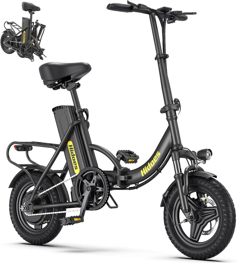 Electric Folding Bikes for Adults, 14" Electric Dirt Bike Adult, Ebikes for Adult Men Women, e Bike with Front Shock Absorber, Foldable Fat Tire e-Bike with Throttle Pedal Assist