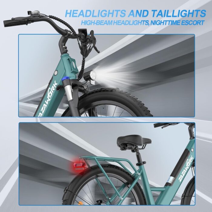 Electric Bike for Adults with 17.5AH Battery - 250W Ebike 40-90KM Range - 26" Mens Electric Bicycle with 7 Speed & Front Suspension - Commuter E Bike with LED Lights and LCD Display