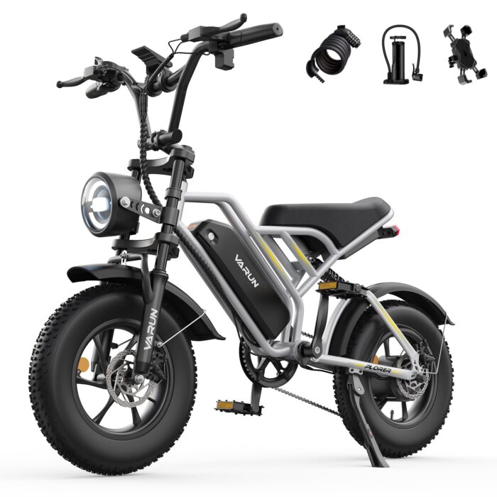 VARUN Electric Bike, 16" x 4.0 Fat Tire E-Bike with 48V 624Wh Battery, Max 62 Miles Range, LCD Display with 5 PAS, Full Suspension & Indicators, All-terrain Electric Dirt Bike for Adults and Teens