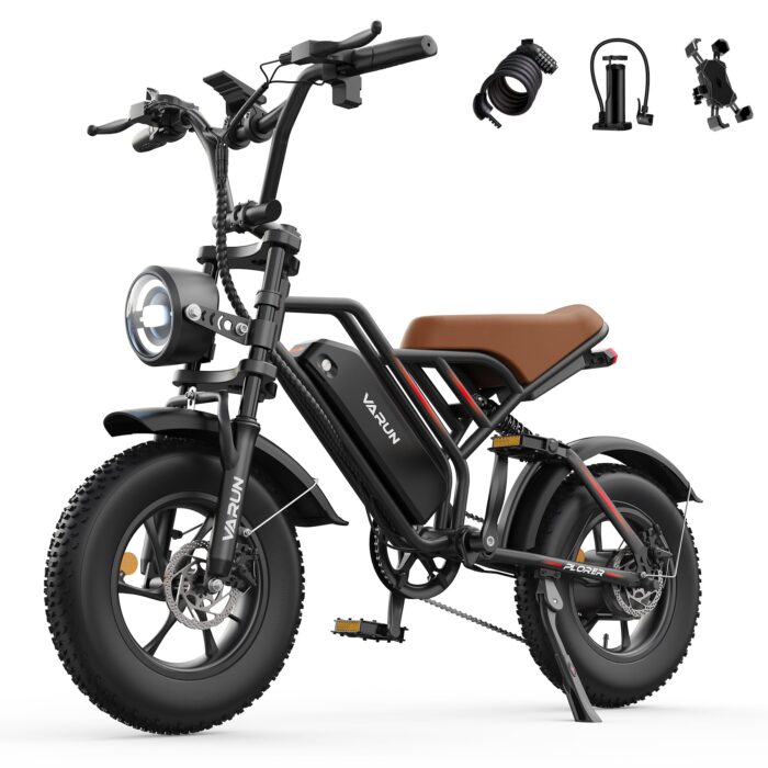 VARUN Electric Bike, 16" x 4.0 Fat Tire E-Bike with 48V 624Wh Battery, Max 62 Miles Range, LCD Display with 5 PAS, Full Suspension & Indicators, All-terrain Electric Dirt Bike for Adults and Teens