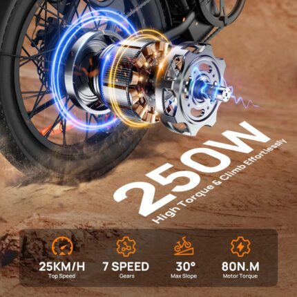 URLIFE 20"*3" Electric Bikes for Adults, Fat Tire Mountain Bike E20 with Colorful LCD Display, 48V 13AH Removable Battery, 7-Speed Derailleur 80-100KM Max Range Ebike Commute MTB