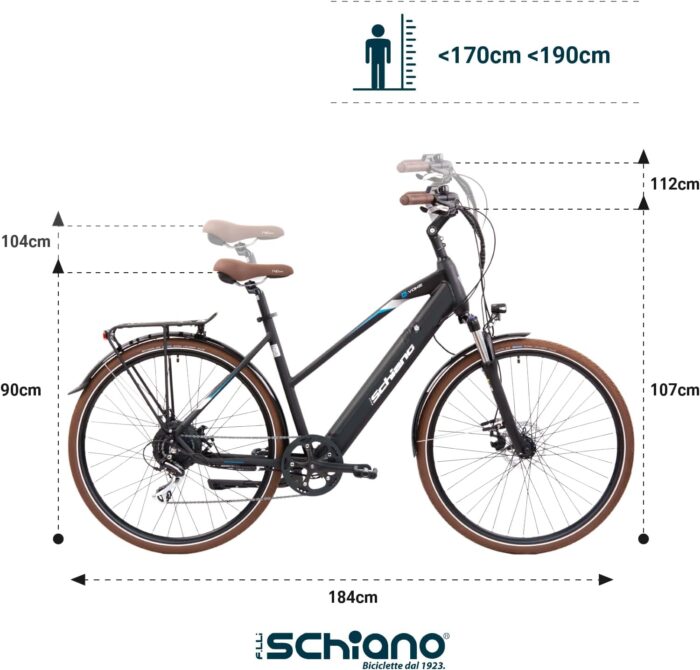 F.lli Schiano E-Voke, Electric Bike for Adults, 28" Trekking Bike, 36V 11.6Ah Removable Battery, 250W Motor, 50Nm, Commuter Ebike