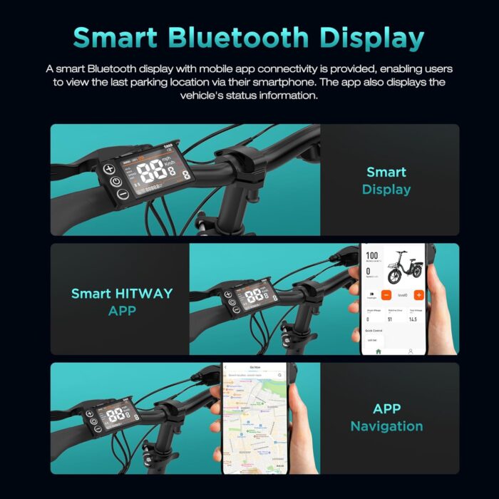 HITWAY E Bike BK6SL1-36V15.6Ah with 250W Motor, Electric bike 20 inch, 70-150km range, 7-speed, APP control, Foldable, IP54 waterproof pedelec,25km/h