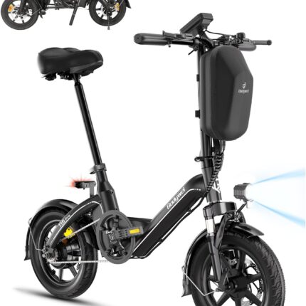 Bodywel T16 PRO 14" Folding Electric Bike for Adult Teenage, Road Legal 250W E Bike with Front Suspension, Disc Brakes, 90% Pre-Assembled, 36V 10Ah, 4.5 inch Display