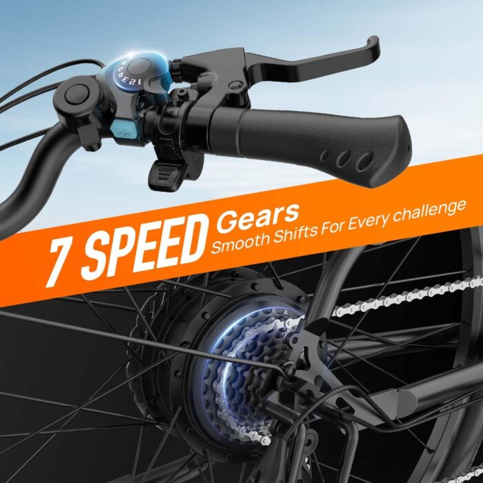URLIFE 26" Electric Bikes for Adults, Mountain Bike with LCD Display, 36V 13AH Removable Battery 250W Powerful Motor, 7-Speed Derailleur 80KM Max Range Ebike Commute MTB