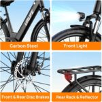 URLIFE 26" Electric Bikes for Adults, Mountain Bike with LCD Display, 36V 13AH Removable Battery 250W Powerful Motor, 7-Speed Derailleur 80KM Max Range Ebike Commute MTB