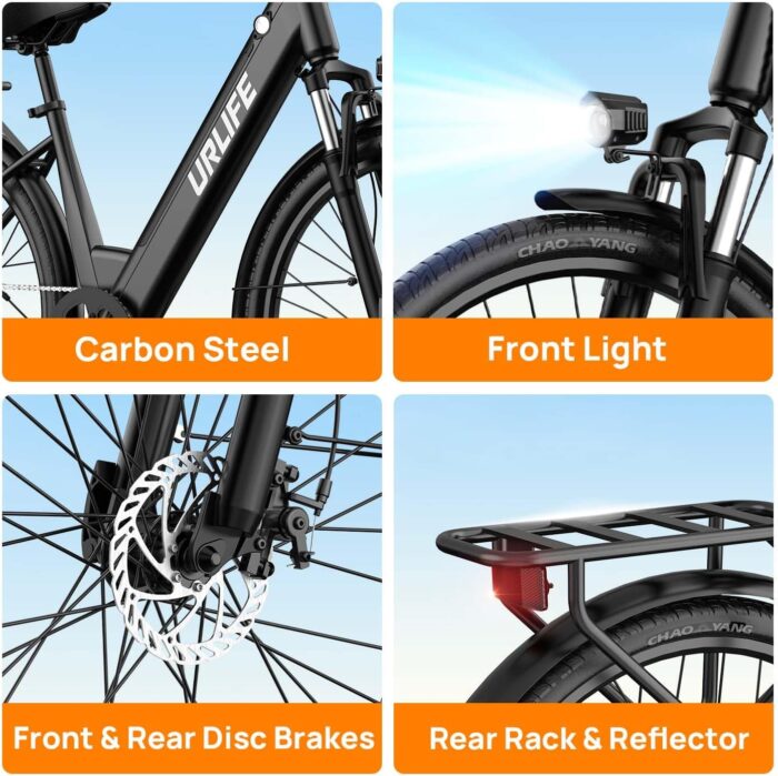 URLIFE 26" Electric Bikes for Adults, Mountain Bike with LCD Display, 36V 13AH Removable Battery 250W Powerful Motor, 7-Speed Derailleur 80KM Max Range Ebike Commute MTB