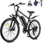 TWOFISH Electric Bike, 26" Electric Mountain Bike for Adults with 36V 15Ah Battery Max Range 100 KM 25KM/H 3 Riding Mode 7 Speed E Bike with Disc Brakes LED Display, TF-1
