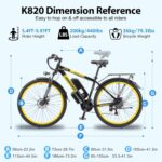 K820 250W Road Legal Electric Bike​ 40 Miles Range, 21 Speeds e bikes,Electric Bicycle Front Suspension,48V17.5AH Removable Waterproof Battery Commuter Ebike for UK Hills/City Riding