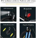 RCB adult electric bike up to 90km (35km in pure electric mode), RK15 commuter mountain e-bike, 26-inch wear-resistant tires & shock-absorbing front suspension 7-speed 36V removable battery
