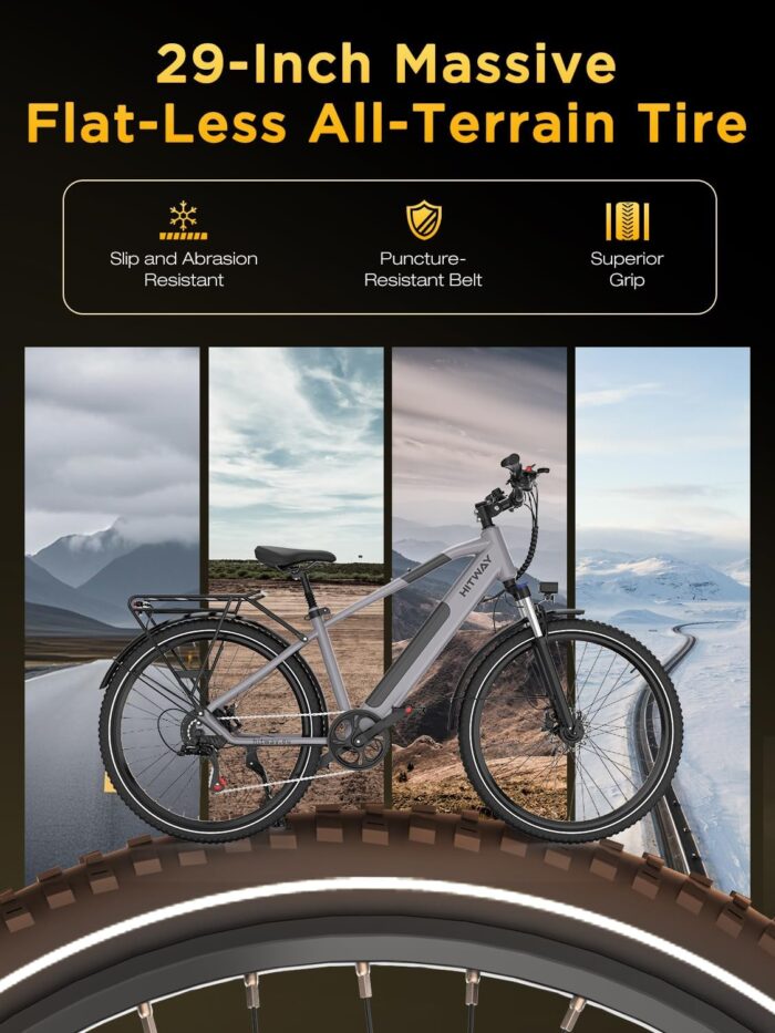 HITWAY BK7S Electric Bike 27.5/29 Inch E-bike, 36V 12.8Ah Removable Battery, 250W Motor up to 25 km/h, 50-80 km Range, MTB EBike City Commuter Electric Bicycle for Adults