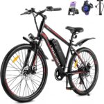 TWOFISH Electric Bike, 26" Electric Mountain Bike for Adults with 36V 15Ah Battery Max Range 100 KM 25KM/H 3 Riding Mode 7 Speed E Bike with Disc Brakes LED Display, TF-1