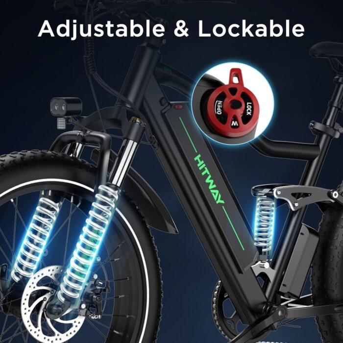 HITWAY 26" 4.0 Fat Tire Electric Bike,Electric Bicycle with 250Watt Moter 48V 15Ah Lithium Battery, 7 Speed Gear E Mountain Bike, range 70-150km