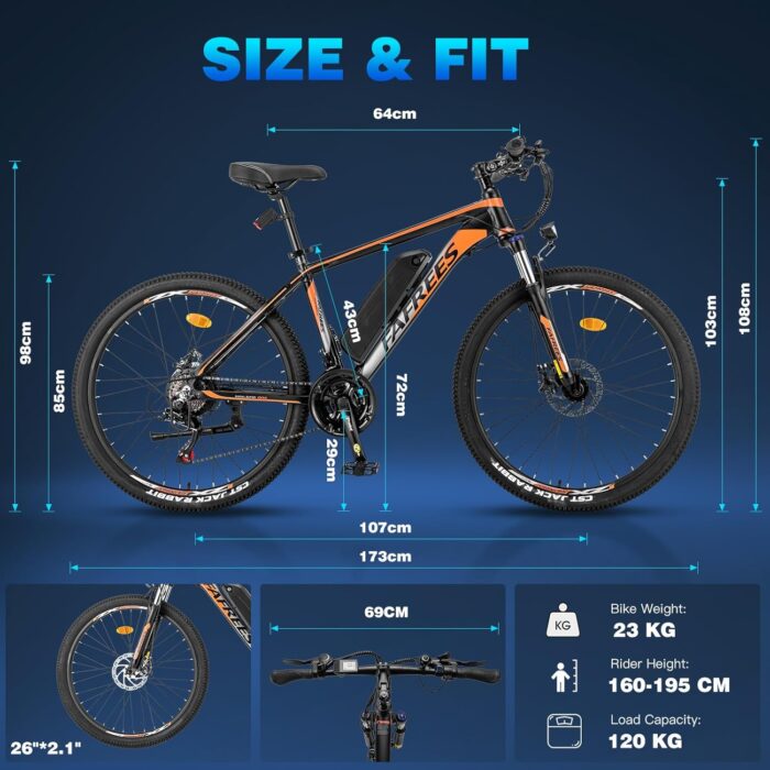 Fafrees Electric Bike, 26" Electric Bikes for Adults, 36V 13Ah Removable Battery Pedal Assist Ebikes for Men Women, 250W Electric Bicycle for City, 25KM/H 21-Speed MTB, HAILONG ONE Black