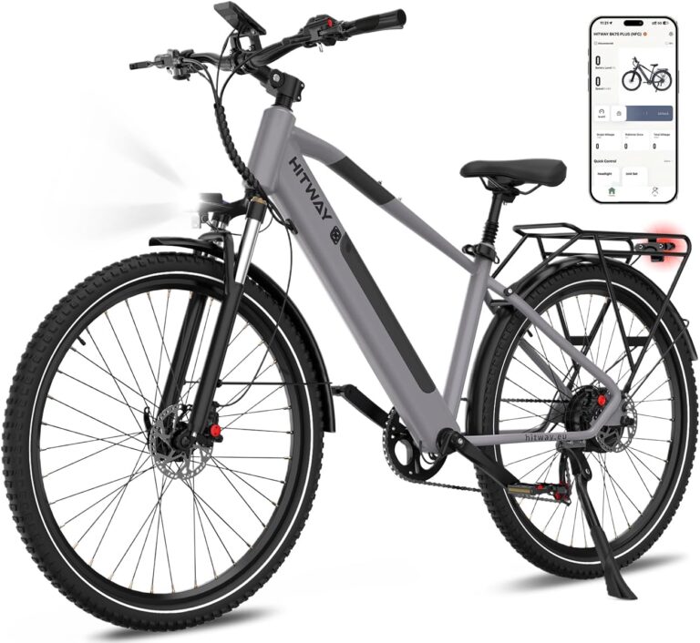HITWAY BK7S Electric Bike 27.5/29 Inch E-bike, 36V 12.8Ah Removable Battery, 250W Motor up to 25 km/h, 50-80 km Range, MTB EBike City Commuter Electric Bicycle for Adults