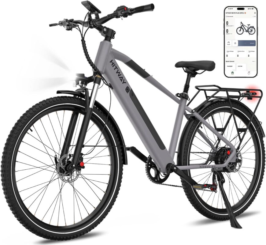 HITWAY BK7S Electric Bike 27.5/29 Inch E-bike, 36V 12.8Ah Removable Battery, 250W Motor up to 25 km/h, 50-80 km Range, MTB EBike City Commuter Electric Bicycle for Adults