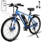 RCB adult electric bike up to 90km (35km in pure electric mode), RK15 commuter mountain e-bike, 26-inch wear-resistant tires & shock-absorbing front suspension 7-speed 36V removable battery