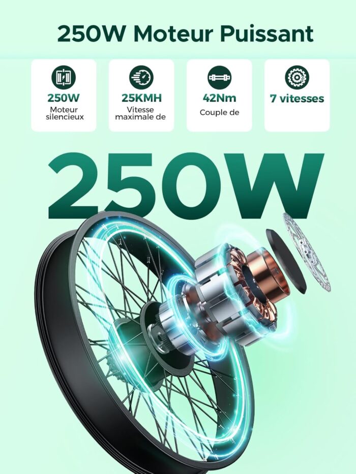 MileCity1 26" Electric Bike for Adults, 7 Speed ​​Electric Bicycle with 36V 13Ah Removable Battery, 25km/h & 80-100km Range E Bike for Urban Commuters with Rear Rack, IP65 Waterproof