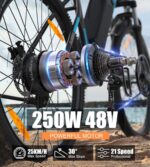 VARUN Electric Bikes for Adults, 27.5" Electric Mountain Bike with 48V 624Wh Battery, 55Nm 250W Motor, LCD Display, 5 Riding Mode, M27-1 E-Bike with 21 Speed Gear, Mileage up to 100KM