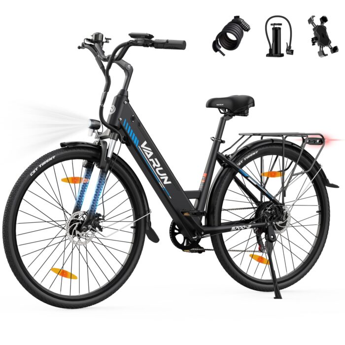 VARUN Electric Bike, 28'' City Electric Bicycle with 48V 10.4Ah Removable Battery, 55Nm 250W Motor, 100km Range, LCD Display Commuter E-bikes for Adults