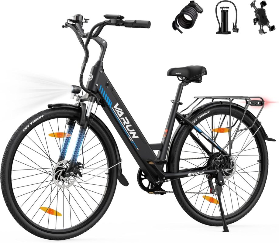 VARUN Electric Bike, 28'' City Electric Bicycle with 48V 10.4Ah Removable Battery, 55Nm 250W Motor, 100km Range, LCD Display Commuter E-bikes for Adults