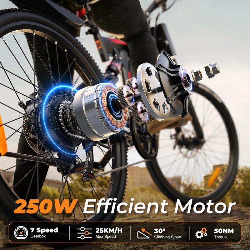 VARUN Electric Bike for Adults, 26'' Electric Mountain Bike with 48V 374.4Wh Battery, Dual Suspension, 7 Speed Gear, Range 70 KM, LCD-Display, Folding Ebike for Men and Women