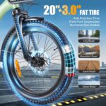 TWOFISH Electric Bike for Adults, 20"*3.0" Fat Tire Folding Electric Bicycle with 36V 17.8AH Removable Battery 7 Speed 25km/h 80-100km Range Disc Brake IP54 Waterproof, TF-2
