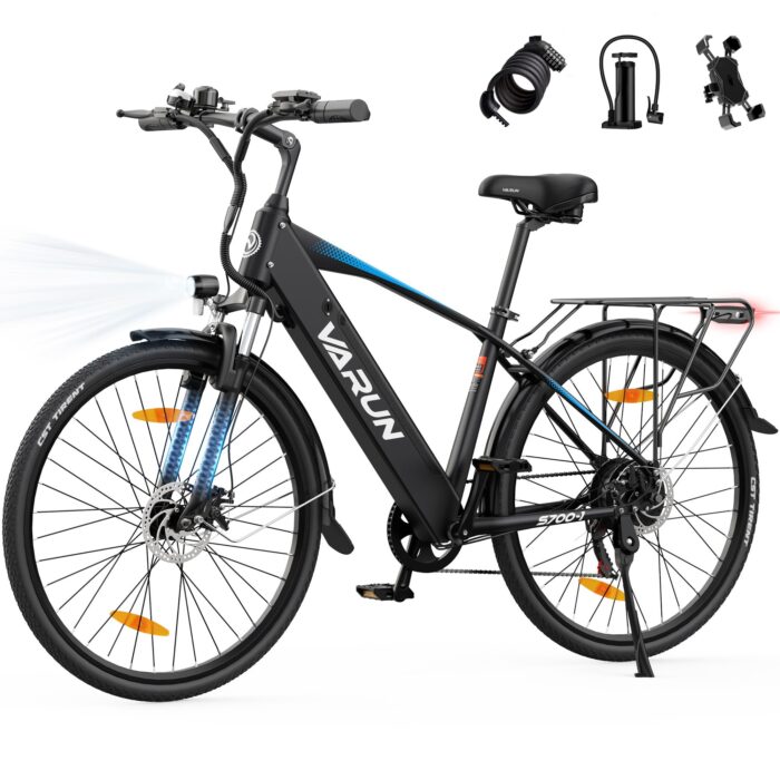 VARUN Electric Bike, 28'' City Electric Bicycle with 48V 10.4Ah Removable Battery, 55Nm 250W Motor, 100km Range, LCD Display Commuter E-bikes for Adults