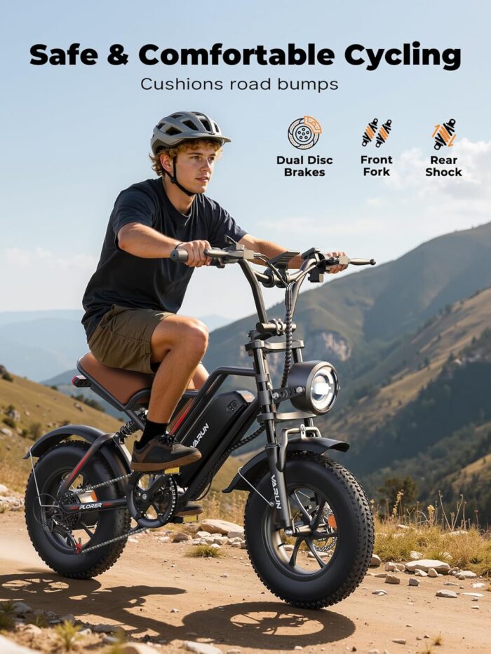 VARUN Electric Bike, 16" x 4.0 Fat Tire E-Bike with 48V 624Wh Battery, Max 62 Miles Range, LCD Display with 5 PAS, Full Suspension & Indicators, All-terrain Electric Dirt Bike for Adults and Teens