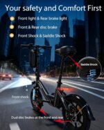 Bodywel T16 PRO 14" Folding Electric Bike for Adult Teenage, Road Legal 250W E Bike with Front Suspension, Disc Brakes, 90% Pre-Assembled, 36V 10Ah, 4.5 inch Display