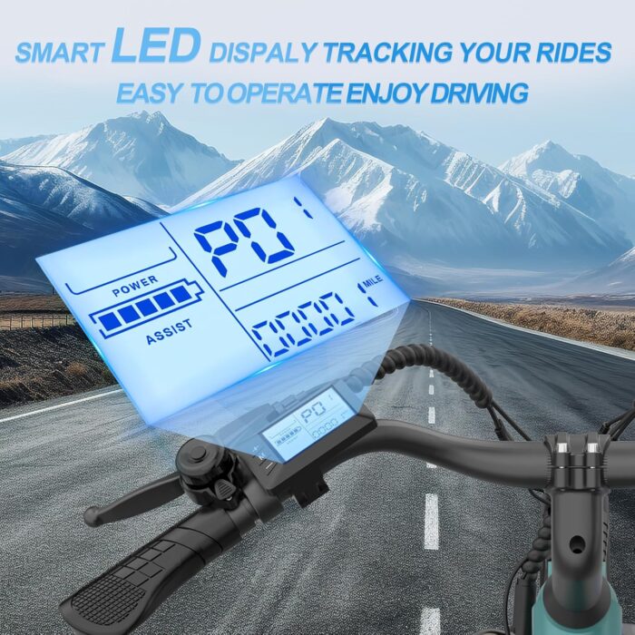 Electric Bike for Adults with 17.5AH Battery - 250W Ebike 40-90KM Range - 26" Mens Electric Bicycle with 7 Speed & Front Suspension - Commuter E Bike with LED Lights and LCD Display