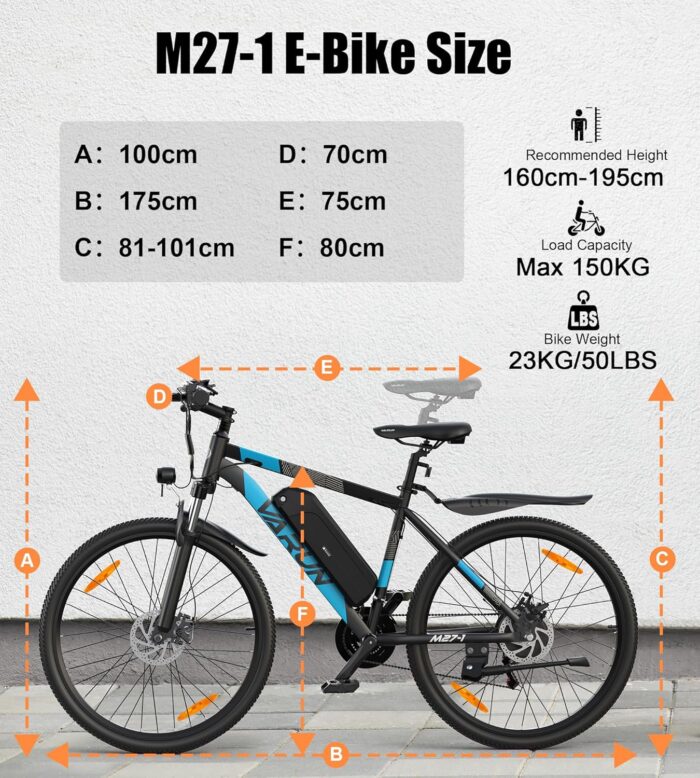 VARUN Electric Bikes for Adults, 27.5" Electric Mountain Bike with 48V 624Wh Battery, 55Nm 250W Motor, LCD Display, 5 Riding Mode, M27-1 E-Bike with 21 Speed Gear, Mileage up to 100KM