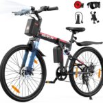 VARUN Electric Bike for Adults, 26'' Electric Mountain Bike with 48V 374.4Wh Battery, Dual Suspension, 7 Speed Gear, Range 70 KM, LCD-Display, Folding Ebike for Men and Women