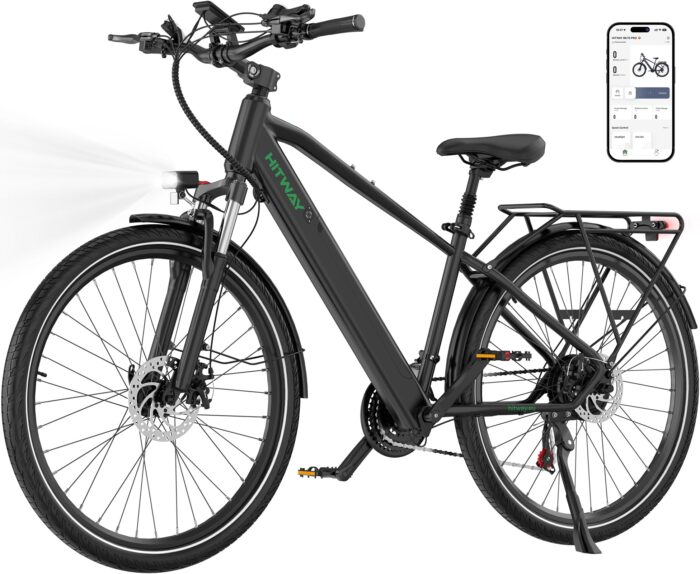 HITWAY BK7S Electric Bike 27.5/29 Inch E-bike, 36V 12.8Ah Removable Battery, 250W Motor up to 25 km/h, 50-80 km Range, MTB EBike City Commuter Electric Bicycle for Adults