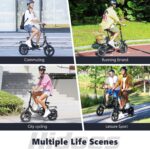 Electric Folding Bikes for Adults, 14" Electric Dirt Bike Adult, Ebikes for Adult Men Women, e Bike with Front Shock Absorber, Foldable Fat Tire e-Bike with Throttle Pedal Assist
