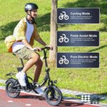 Electric Folding Bikes for Adults, 14" Electric Dirt Bike Adult, Ebikes for Adult Men Women, e Bike with Front Shock Absorber, Foldable Fat Tire e-Bike with Throttle Pedal Assist