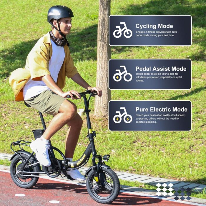 Electric Folding Bikes for Adults, 14" Electric Dirt Bike Adult, Ebikes for Adult Men Women, e Bike with Front Shock Absorber, Foldable Fat Tire e-Bike with Throttle Pedal Assist