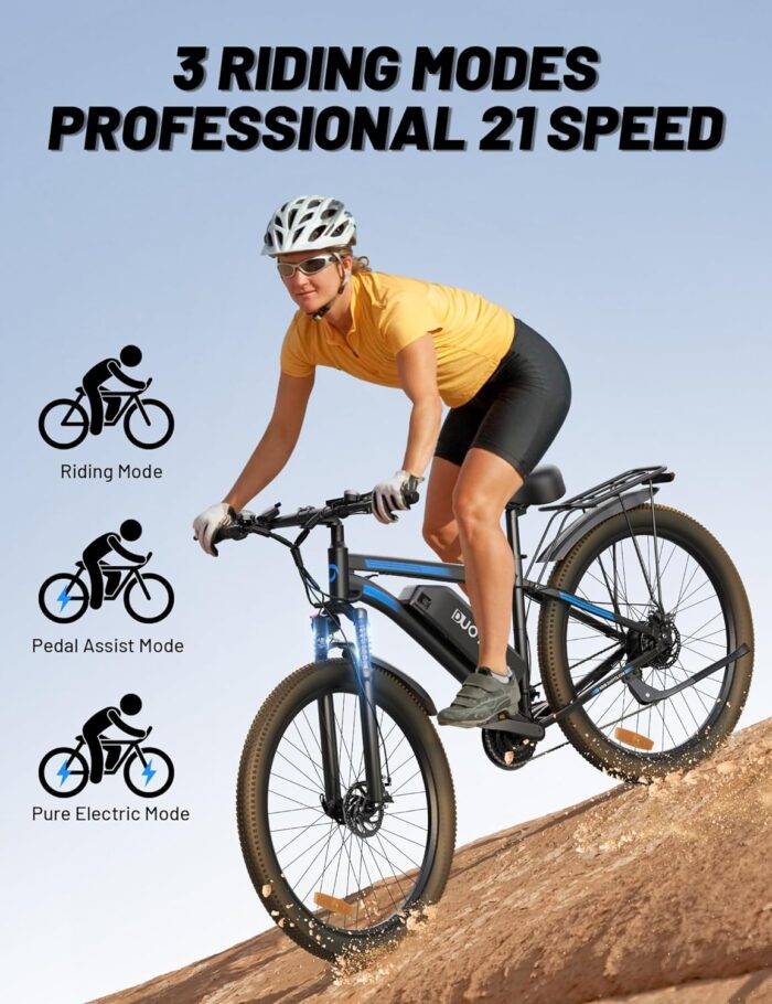 DUOTTS C29 Electric Bike, 29'' E-Mountain Bike with 48V 15Ah Removable Battery & 250W Powerful Motor, Professional 21-Speed with LCD Display, Electric Commuter Bicycle for Adults Men and Women