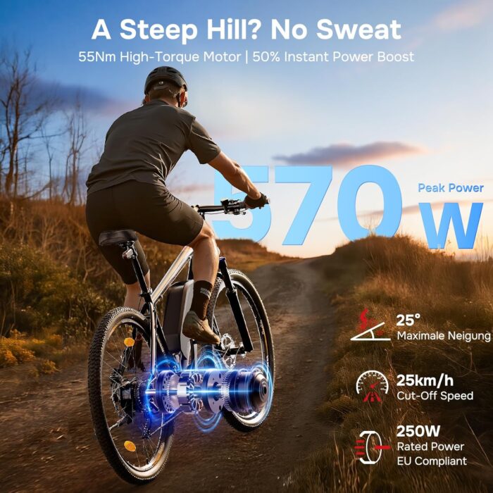 Eleglide M2 Electric Bike, 27.5''/29'' Electric Bicycle for Adults, E Mountainbike, 36V 15Ah Removable Battery,Max Range 125KM, Dual Hydraulic Disk Brake, 21 Speed, APP (Inches, 29)